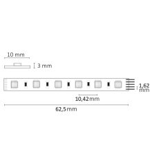 LED SIL RGB+WWW flexibilis szalag, 24V, 19W, 4in1 chip, 96 LED/m