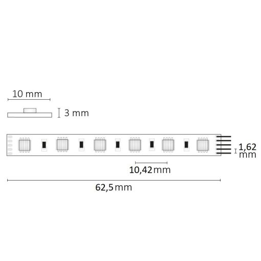 LED SIL RGB+WWW flexibilis szalag, 24V, 19W, 4in1 chip, 96 LED/m