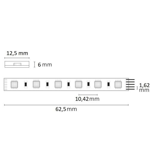 LED AQUA RGB+WW flexibilis szalag, 24V, 19W, IP68, 96 LED/m