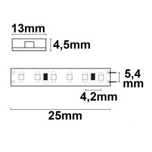 LED AQUA930 lineáris flexibilis szalag, 24V, 10W, IP68, meleg fehér, 240 LED/m