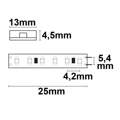 LED AQUA930 lineáris flexibilis szalag, 24V, 10W, IP68, meleg fehér, 240 LED/m