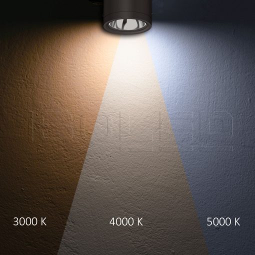 LED mennyezetre szerelt spot IP65, fekete, 10W, ColorSwitch 3000|4000|5000K, dimmelheto