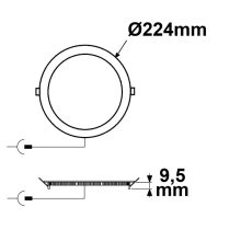 LED mélysugárzó ultralapos kerek fehér, 18W, 225mm, színváltó 3000|3500|4000K, dimmelheto