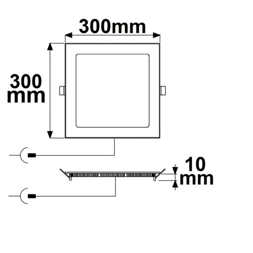 LED mélysugárzó ultralapos szögletes fehér, 24W, 300x300mm, Colorswitch 3000|3500|4000K, dimmelheto