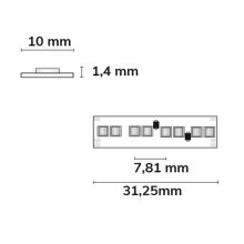 LED HEQ919/940 lineáris flexibilis szalag, 24V, 6W+6W, IP20, fehér dinamikus, 256 LED/m