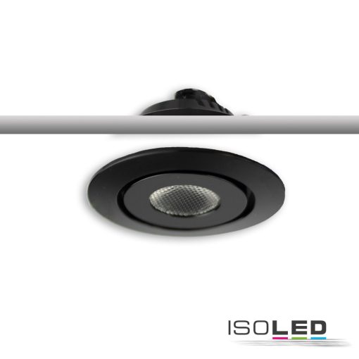 LED süllyesztett lámpa MiniAMP fekete, 3W, 12V DC, meleg fehér, dimmelheto, 100cm kábel