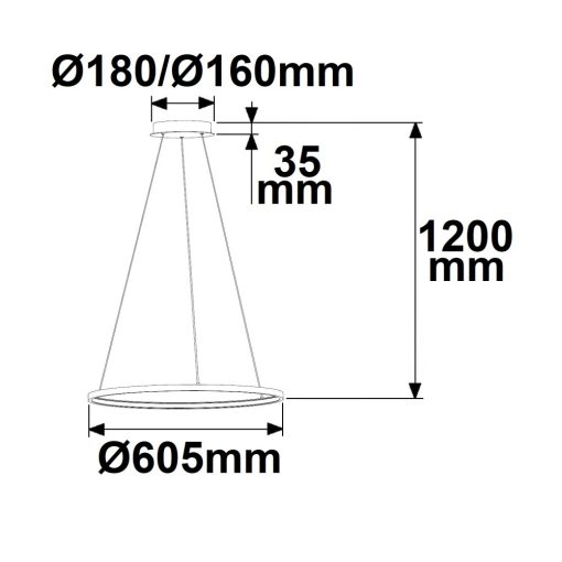 LED fügesztett lámpa Ring 29W, fekete, meleg fehér