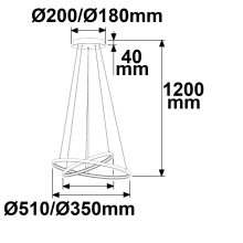 LED fügesztett lámpa Ring 18W+23W, fekete, meleg fehér