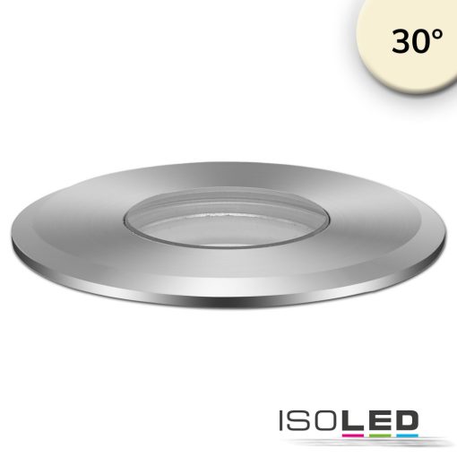 LED padlóba süllyesztett spot, kerek 55mm, rozsdamentes acél, 12-24V, IP67, 3W, 30°, meleg fehér