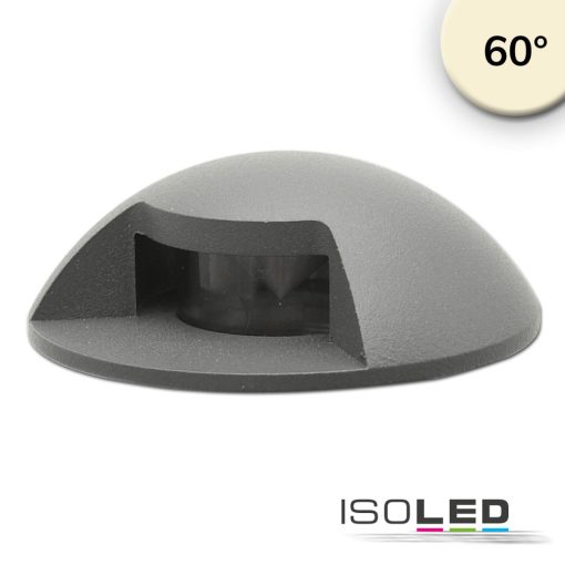 LED padlóba süllyesztett spot, kerek 1SIDE 60mm, fekete, 12-24V, IP67, 3W, 60°, meleg fehér