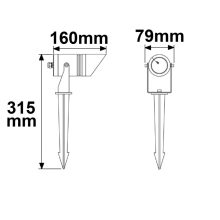 LED kerti reflektor, kerek, rozsdamentes acél, fekete, 12-24V, IP65, 6W, 30°, meleg fehér