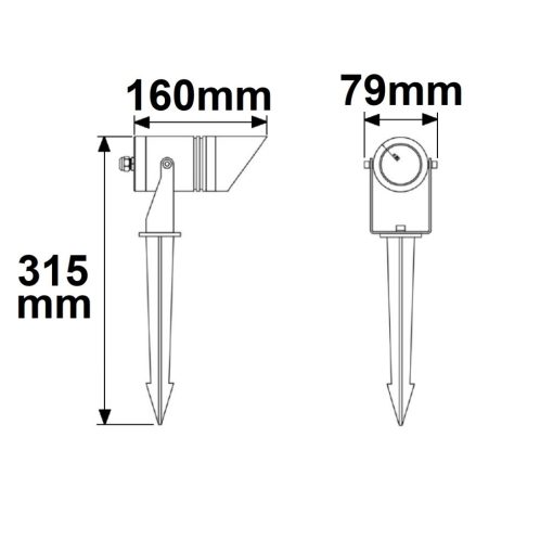LED kerti reflektor, kerek, rozsdamentes acél, fekete, 12-24V, IP65, 6W, 30°, meleg fehér