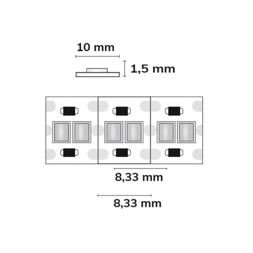 LED CRI923/960 Linear10 flexibilis szalag, 24V, 10W + 10W, IP20, dinamikus fehér, 240 LED/m