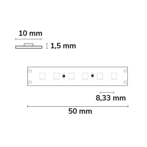 LED CRI819/840 flexibilis szalag, 24V, 10W|10W, IP20, Amber+Lime, 240 LED/m