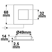 LED bútorba süllyesztett szpot MiniAMP ALU csiszolt, szögletes, 3W, 120°, 24V DC meleg fehér, dimm