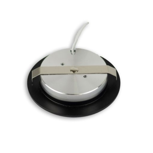 LED bútorba süllyesztett szpot Mini AMP fekete, kerek, 3W, 120°, 12V DC, meleg fehér 3000K,dimmelheto