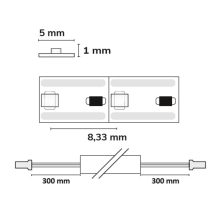 LED MiniAMP flex. szalag, 12V, 7W, IP20, 2700K, kétoldalas kábel + maleAMP, 120 LED/m