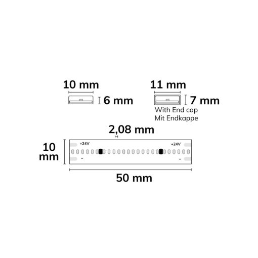 LED HT940 COB flex szalag 100°C környezeti hőmérsékletig, 24V DC, 14,4W, IP68, 4000K, 5m, 480 LED/m