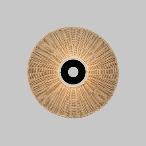 Lampshade 3913/50 Natural Rattan D500xH50 mm + Black Textured Metal Disc