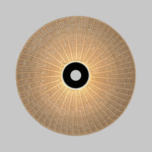 Lampshade 3913/70 Natural Rattan D680xH70 mm + Black Textured Metal Disc