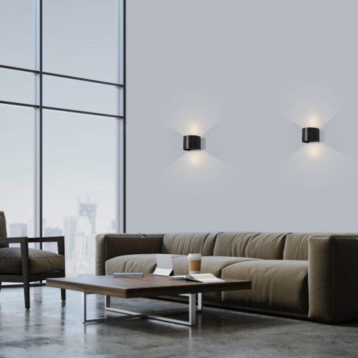 Kowa Wall Lamp 16/2033-14 Textured Black, LED COB 2x6W 3000K 850lm, CRI90 CL.I IP65