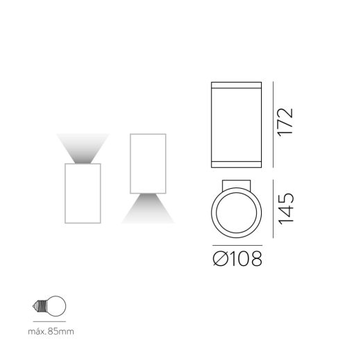 Nori Wall Lamp 16/2044-1 Textured Anthracite, LED E27 15W, CL.I IP65
