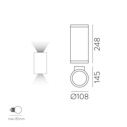 Nori Wall Lamp 16/2044-2 Textured White, LED E27 2x15W, CL.I IP65