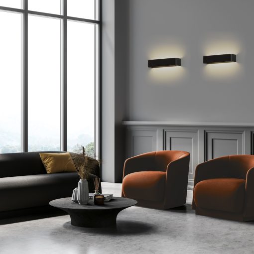 Icon Wall Lamp 16/3089-20 Textured Black, LED 10.5W 1100lm, CRI90 CL.II, Integrated LED, Kelvin 2700K-3000K Slide Switch