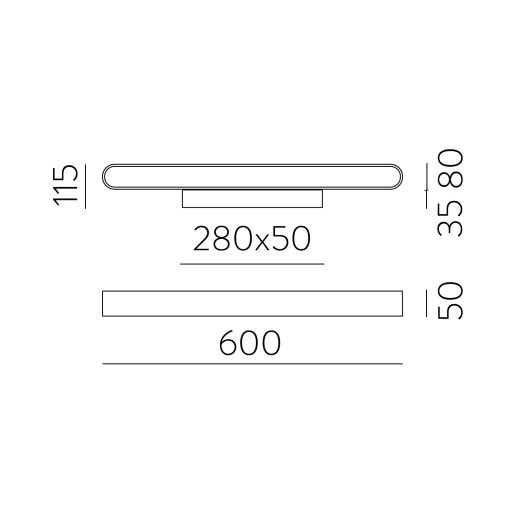 Gala Wall Lamp 16/3189-60 Technical Gold, LED 31W 3650lm, CRI90 CL.I, Integrated LED, Kelvin 2700K-3000K Slide Switch