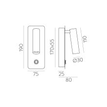 Aron Wall Lamp 16/3240 Textured Black, LED 3W 3000K 315lm, CRI90 CL.I, Integrated LED, With switch, Adjustable