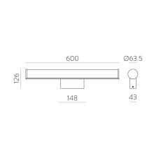 Ura Wall Lamp 16/3298-60 Opal/Chrome, LED 19W 1780lm, CRI90 CL.II IP44, Integrated LED, 3000K-4000K Slide Switch