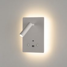 Manat Wall Lamp 16/3568 Textured White, LED 12W 3000K 970lm + 3W 3000K 285lm, CRI90 CL.I, Two switches, With USB, USB-C, Adjustable