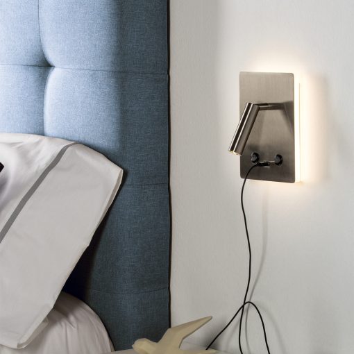Manat Wall Lamp 16/3568 Textured White, LED 12W 3000K 970lm + 3W 3000K 285lm, CRI90 CL.I, Two switches, With USB, USB-C, Adjustable
