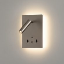 Manat Wall Lamp 16/3568 Nickel Mate, LED 12W 3000K 970lm + 3W 3000K 285lm, CRI90 CL.I, Two switches, With USB, USB-C, Adjustable