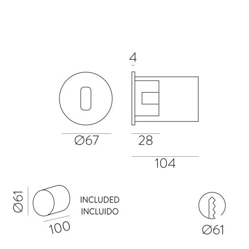 Paul Recessed 16/3578 Textured White, LED 3W 3000K 290lm, CRI90 CL.II, Integrated LED