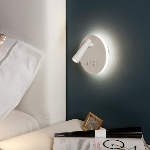 Panau Wall Lamp 16/3660 Textured White, LED 6W 3000K 540lm + 3W 3000K 285lm, CRI90 CL.I, Integrated LED, Two switches, Adjustable