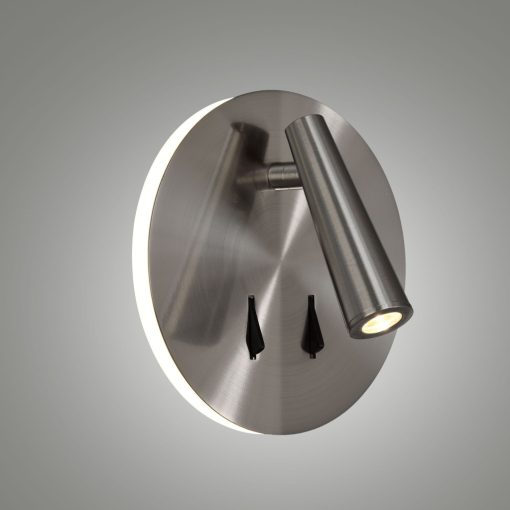 Panau Wall Lamp 16/3660 Satin Nickel, LED 6W 3000K 540lm + 3W 3000K 285lm, CRI90 CL.I, Integrated LED, Two switches, Adjustable