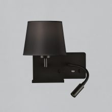 Hold Wall Lamp 16/3664 Textured Black, Black Shade, LED 3W 3000K 285lm + LED E27 15W, CRI90 CL.I, Two switches, With USB, USB-C, Adjustable