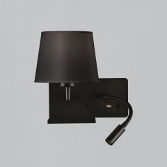   Hold Wall Lamp 16/3664 Textured Black, Black Shade, LED 3W 3000K 285lm + LED E27 15W, CRI90 CL.I, Two switches, With USB, USB-C, Adjustable