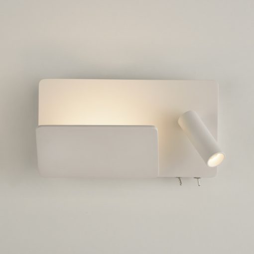 Laika Wall Lamp 16/3665 Textured White, LED 6W 2700K 600lm + 3W 2700K 315lm, CRI90 CL.I, Two switches, With USB, USB-C, Adjustable