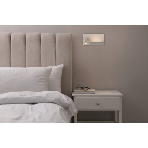 Laika Wall Lamp 16/3665 Textured White, LED 6W 2700K 600lm + 3W 2700K 315lm, CRI90 CL.I, Two switches, With USB, USB-C, Adjustable