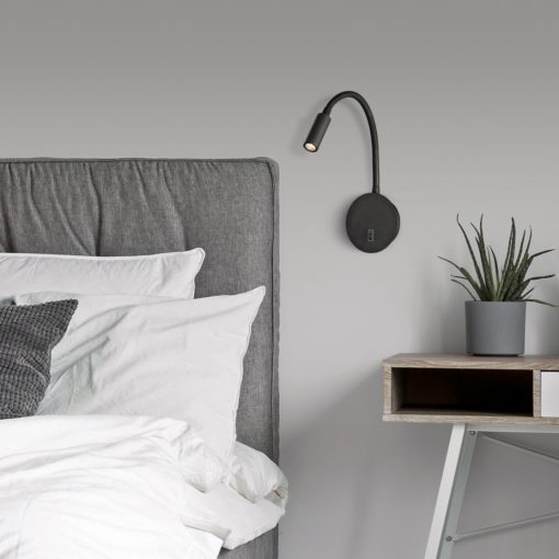 Lyon Wall Lamp 16/3699 Textured Black, LED 3W 3000K 285lm, CRI90 CL.I, Integrated LED, With switch, Adjustable