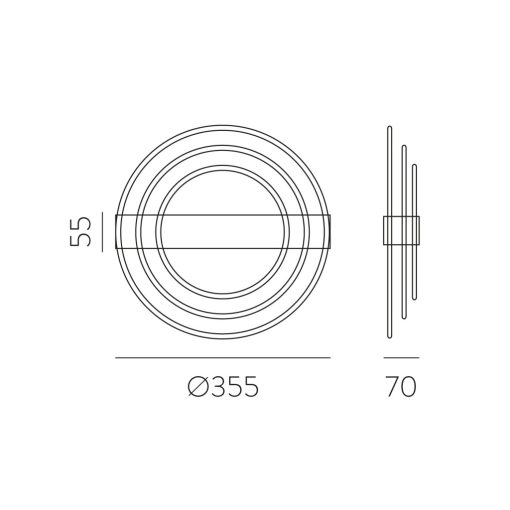 Ringo Wall Lamp 16/3813 Tech Gold, LED 13W 808lm, CRI90 CL.I, Integrated LED, Kelvin 2700K-3000K Slide Switch