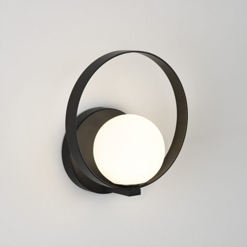 Halo Wall Lamp 16/3815 Textured Black/Opal, LED 5W 370lm, CRI90 CL.I, Integrated LED, Kelvin 2700K-3000K Slide Switch