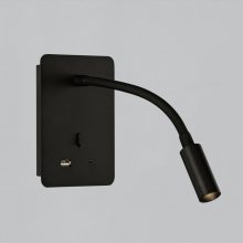 Senda Wall Lamp 16/3835 Textured Black, LED 3W 3000K 285lm, CRI90 CL.I, With switch, With USB, USB-C, Adjustable