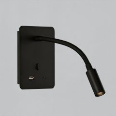   Senda Wall Lamp 16/3835 Textured Black, LED 3W 3000K 285lm, CRI90 CL.I, With switch, With USB, USB-C, Adjustable