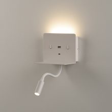 Calma Wall Lamp 16/3836 Textured White, LED 6W 3000K 630lm + 3W 3000K 285lm, CRI90 CL.I, Two switches, With USB, USB-C, Adjustable