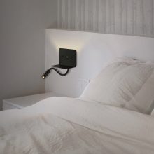 Calma Wall Lamp 16/3836 Textured Black, LED 6W 3000K 630lm + 3W 3000K 285lm, CRI90 CL.I, Two switches, With USB, USB-C, Adjustable
