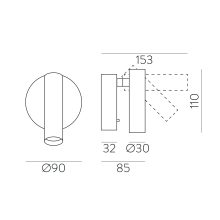 Atria Wall Lamp 16/3925 Bronze, LED 3W 3000K 285lm, CRI90 CL.I, Integrated LED, With switch, Adjustable
