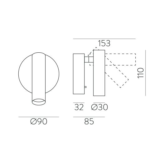 Atria Wall Lamp 16/3925 Bronze, LED 3W 3000K 285lm, CRI90 CL.I, Integrated LED, With switch, Adjustable